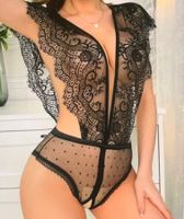 Chic Tuta-body di bell trasparente Pizzo-tgM/L-nuovo