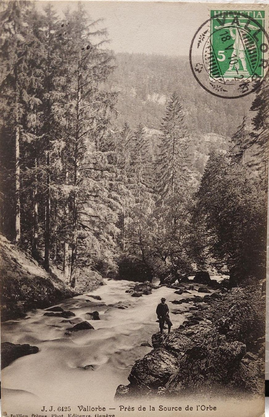 Cartoline postali: VALLORBE - Près de la Source de l'Orbe - 1910 – Usato da Delémont venduto da Domdom1