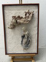 Weihnachten Reliefbild mit Engel und Maria Kunstwerk 1955