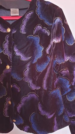Jacke, 40England, Schwarz-Blau-Violett-Gold, Acetat/Polyamid