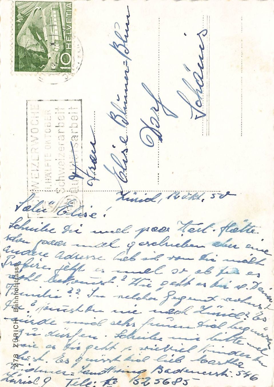 Cartoline postali: Zürich Bahnhofstrasse um 1950 – Usato da Schwyz venduto da Seffi56 1