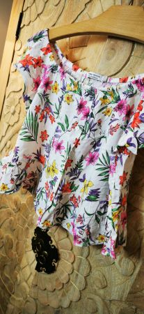 Bershka Flower Print Sommerbluse - S