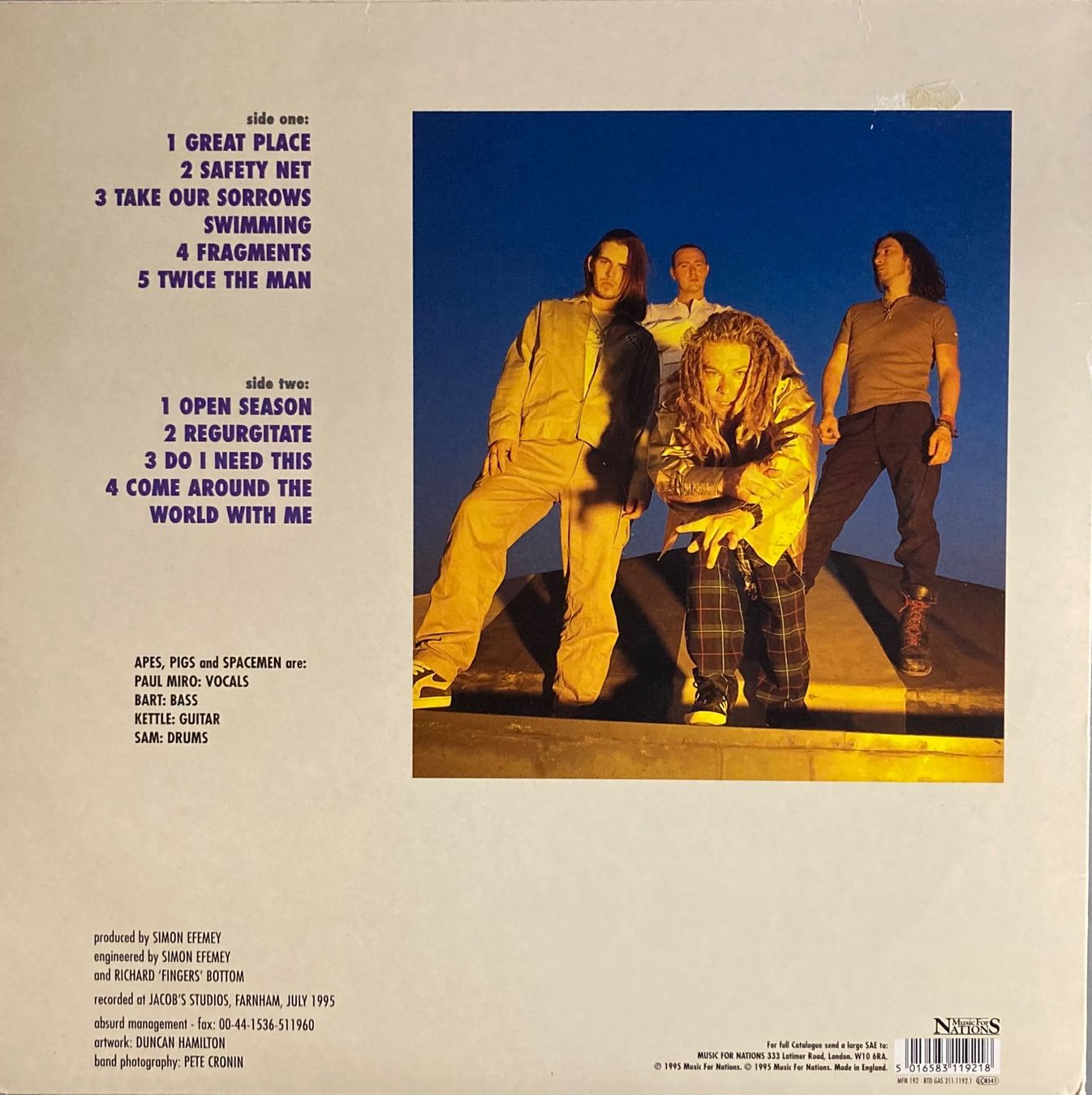 Dischi in vinile: APES, PIGS AND SPACEMEN - TRANSFUSION – Usato da Poliez-Pittet venduto da Newtown-Records 1
