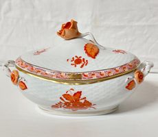 Herend Porzellan "Apponyi Orange" Schale/Dose mit Deckel