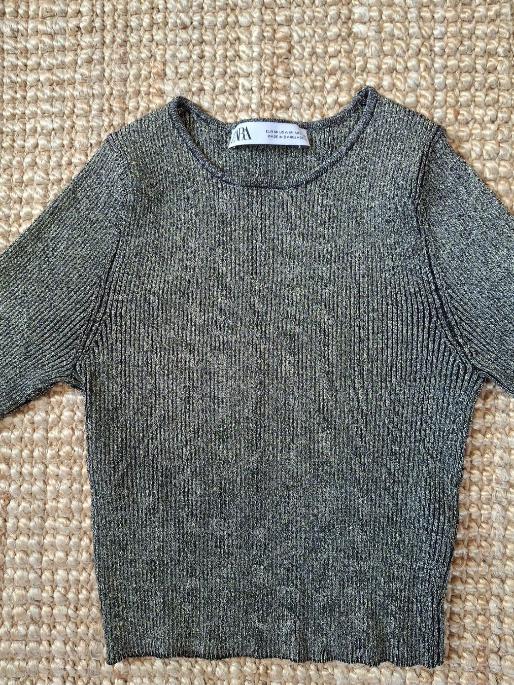 Zara Maglioni & Felpe: Pull brun à paillettes dorées Zara M – Usato da Lausanne venduto da Cognitia 1
