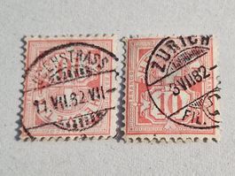 2x Wertziffer Nr. 55, weisses Papier, ab 1.-