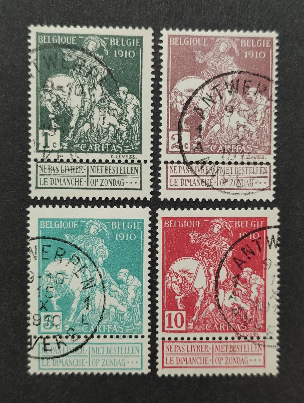 Tous les timbres: Belgien 1910, Caritas, gestempelte – D'occasion à Wil SG par Zazal