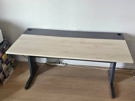 Schreibtisch Holzoptik Metallgestell gra...