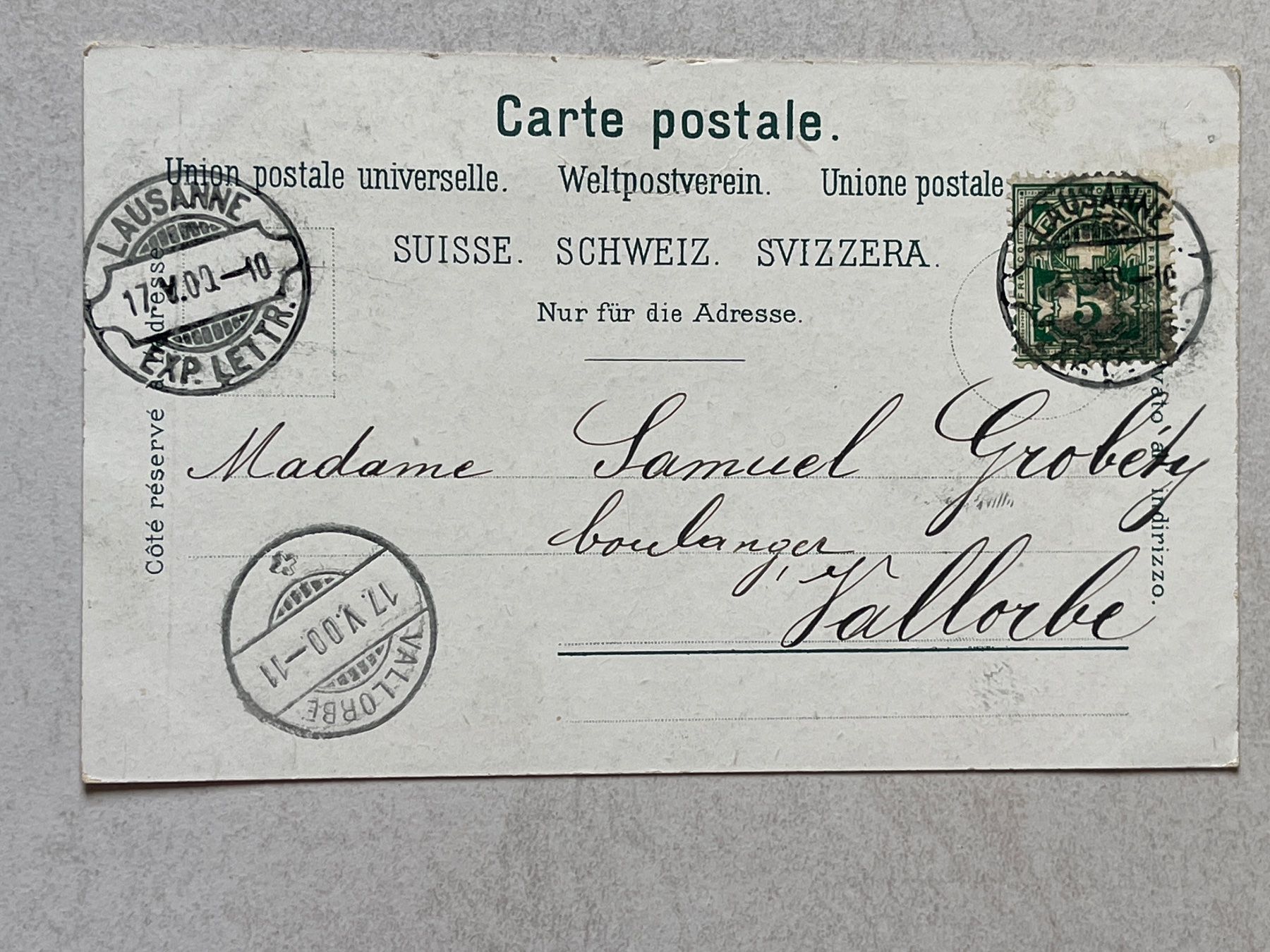 Cartoline postali: Alte Ansichtskarte von Lausanne, Schweiz, – Usato da Strengelbach venduto da Aschatan5 1