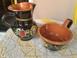 LOT 2 Stk KERAMIK Schweiz, Braun Handarbeit Vintage