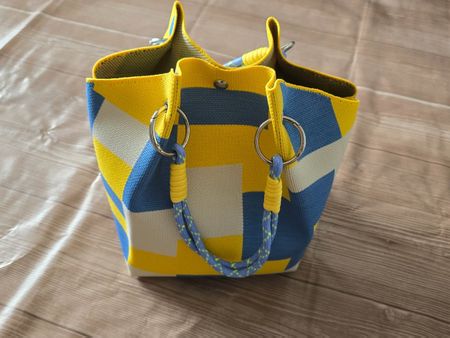 ​😍 Knit Bag Handtasche blau/gelb geometrisch