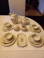 4erAntik Elphanbein Porzellan Kaffae/Tee set MOSSROSE Bavari