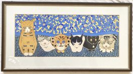 Art Déco - Gemälde - 6 Katzen - Alice Niggeler - Unikat 1920