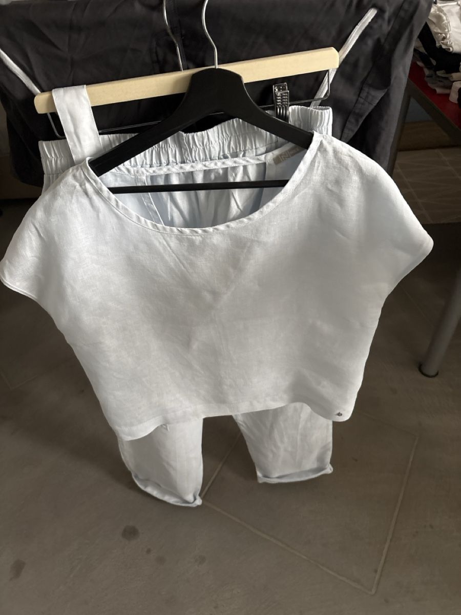 Nile T-shirt: Leinen Shirt Nile hellblau – Usato da Einsiedeln venduto da Seyvkino