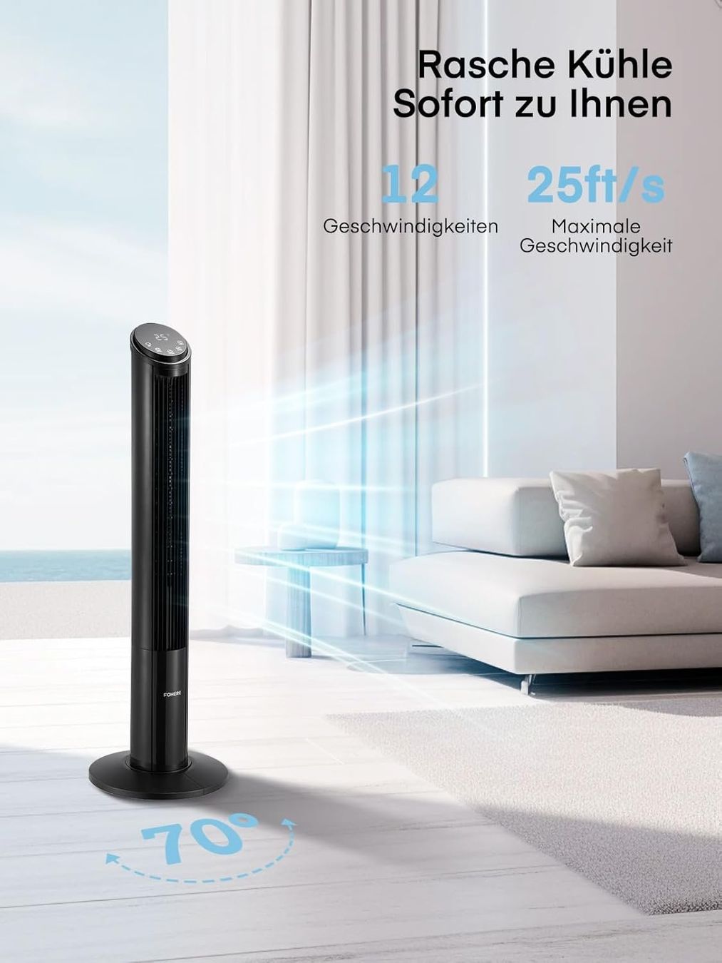 Ventilatori: Turmventilator mit Fernbedienung und Timerfunktion – Nuovo e nell'imballaggio originale da Herisau venduto da Senn24 2