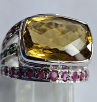 Ring Silber 925 Citrin Rubin Smaragd Grösse 55 Neu