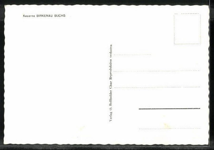 Cartoline postali: Buchs, Kaserne BIRKENAU um 1950 – Usato da Frauenfeld venduto da POML 1