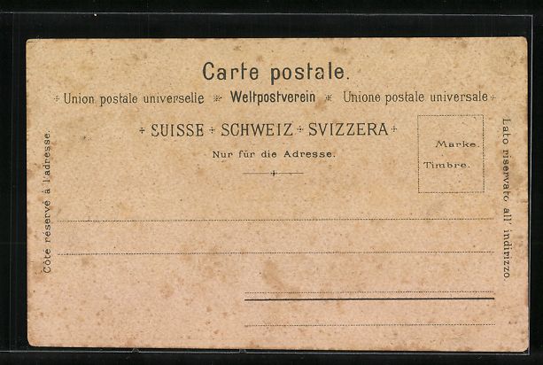 Ansichtskarten: Lithographie Flüelen, Totalansicht – Gebraucht aus Berlin von bartko-reher 1
