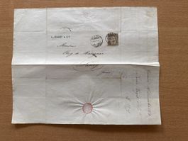 Lettre ancienne 1874 de Genève timbre  Franco