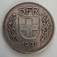 5 Franken 1931, Silbermünze, Rarität