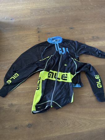Zwei Ale Velotrikots langarm schwarz gelb blau gebraucht