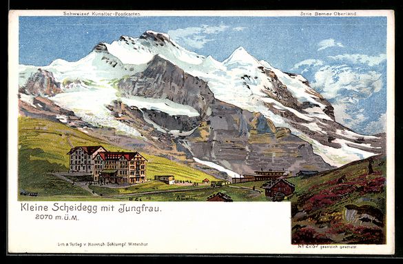Cartoline postali: Kleine Scheidegg, Ortsansicht mit Jungfr – Usato da Berlin venduto da bartko-reher