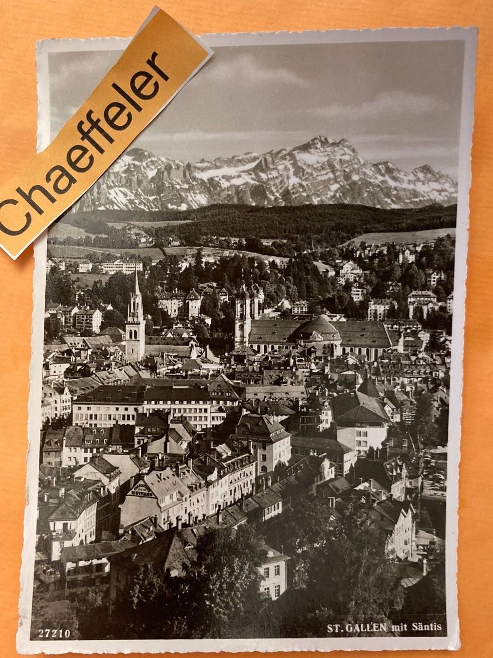 Cartoline postali: St. Gallen mit Säntis – Usato da Zürich venduto da Chaeffeler