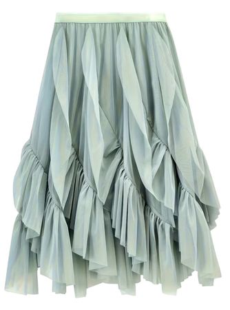 Gonna lunga con volant-colore menta-nuovo stile per vacanze