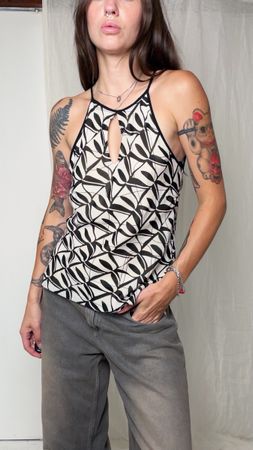 Wallis Tank Top Black White Print Size 12
