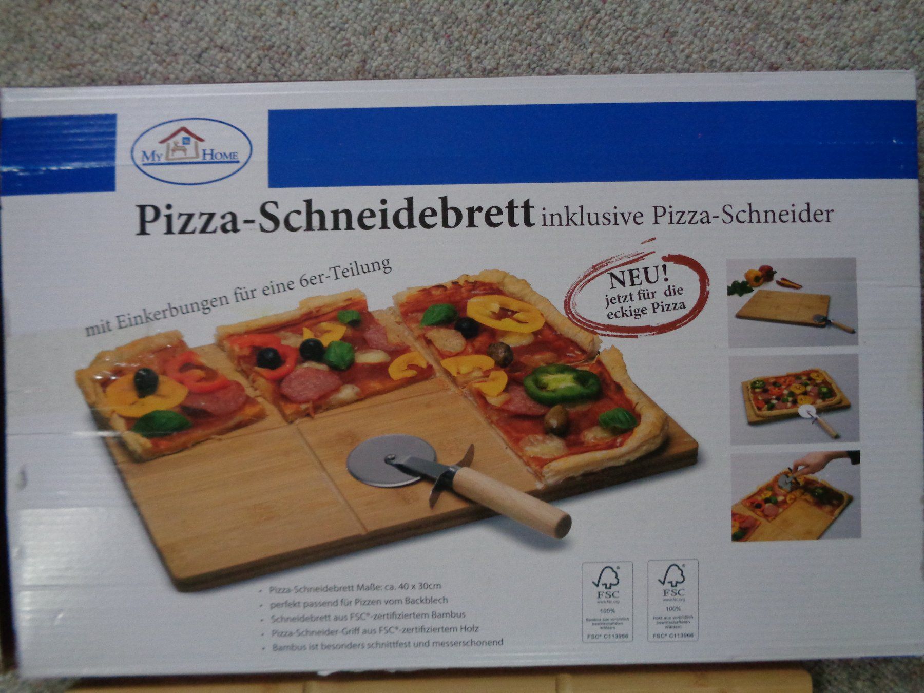 Holzartikel: Pizza Bambus Brett inkl. Pizzaschneider – Neu und originalverpackt aus Langenbruck von Gumsi 3