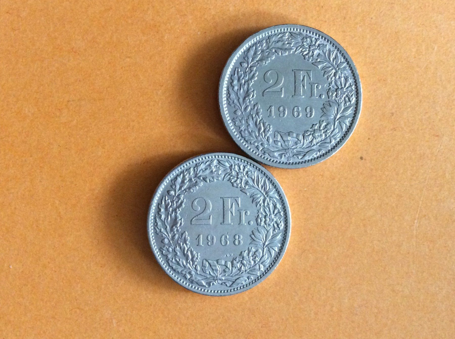 Alle Münzen: 2 francs  1968 - 1969  Jolies – Gebraucht aus Genève von pie_fh2d