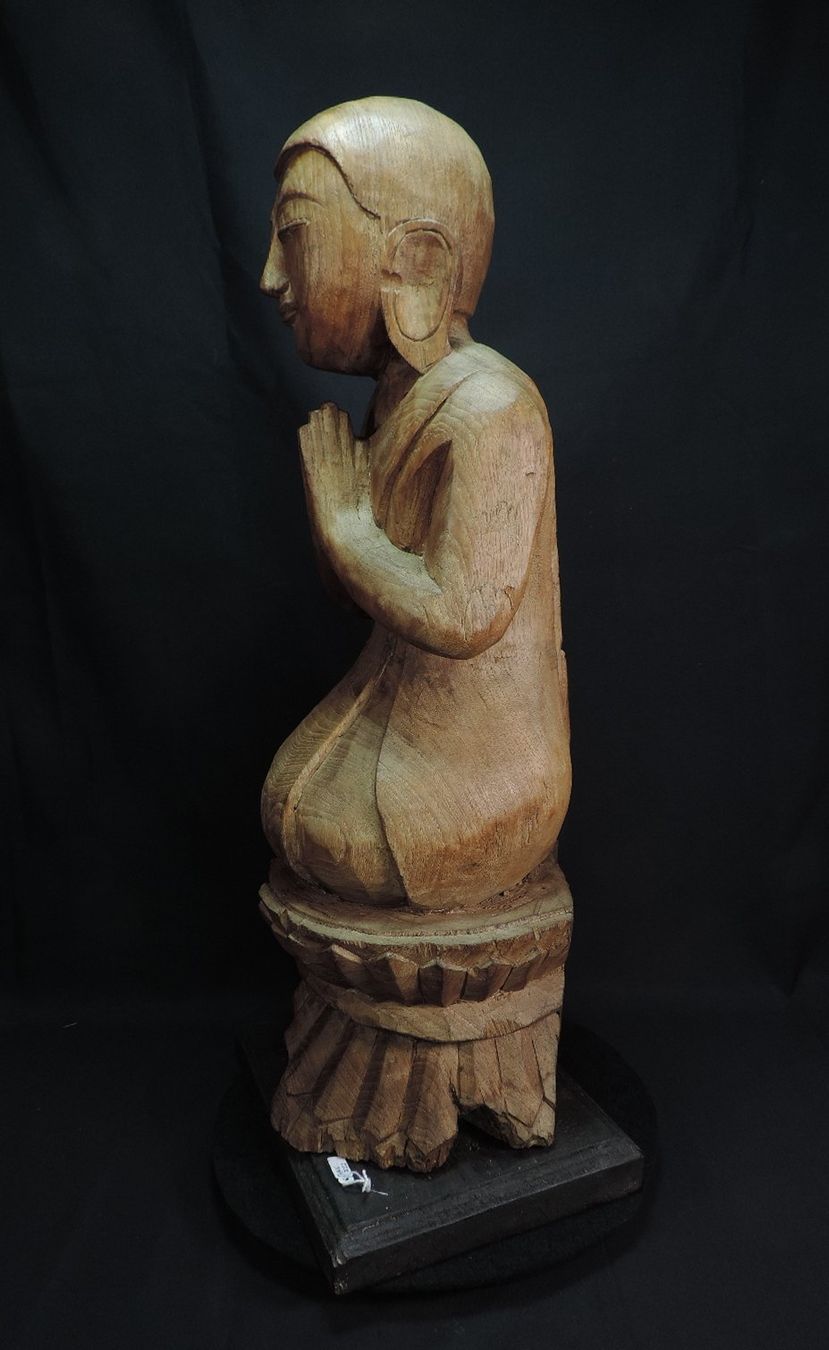 Sculture & Statue: grosse, alte Burma Mönchs Figur aus Teakholz – Usato da Duggingen venduto da roterbambus 1