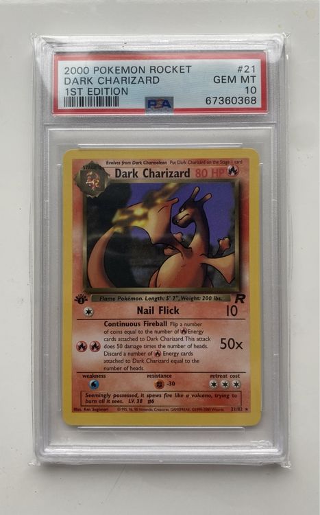 PSA 10 1st Edition 2000 Pokémon Rocket Dark Charizard | Kaufen auf Ricardo