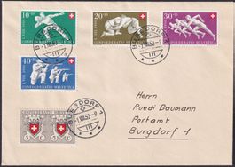 1950, B46-B50, erstklassiger Satzbrief von BURGDORF, 130.-+