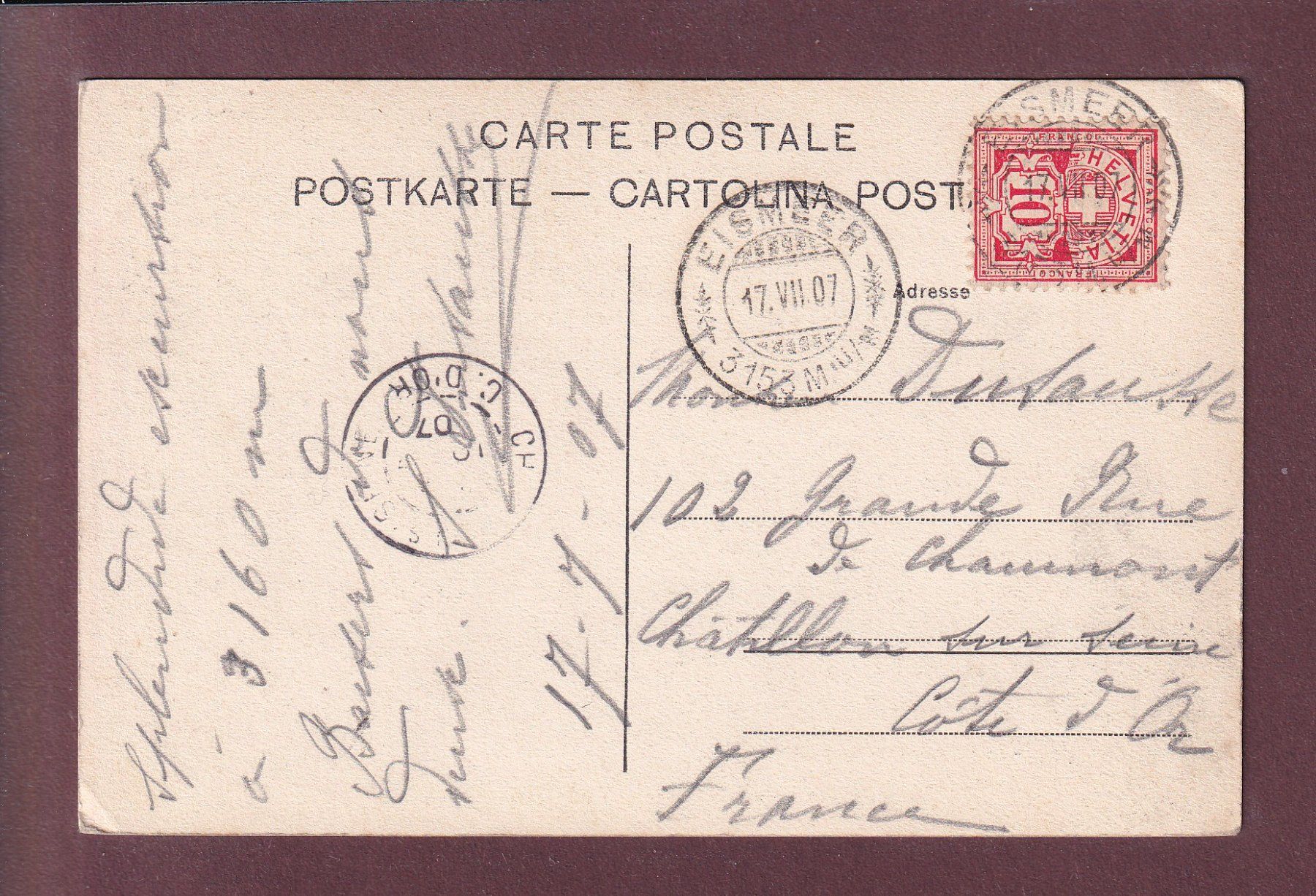 Cartoline postali: Jungfraubahn - STATION EISMEER - 1907 – Usato da Pully venduto da nicecards 1