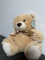 Plüschbär hellbraun mit Schleife ca. 25 cm neu mit Etikett