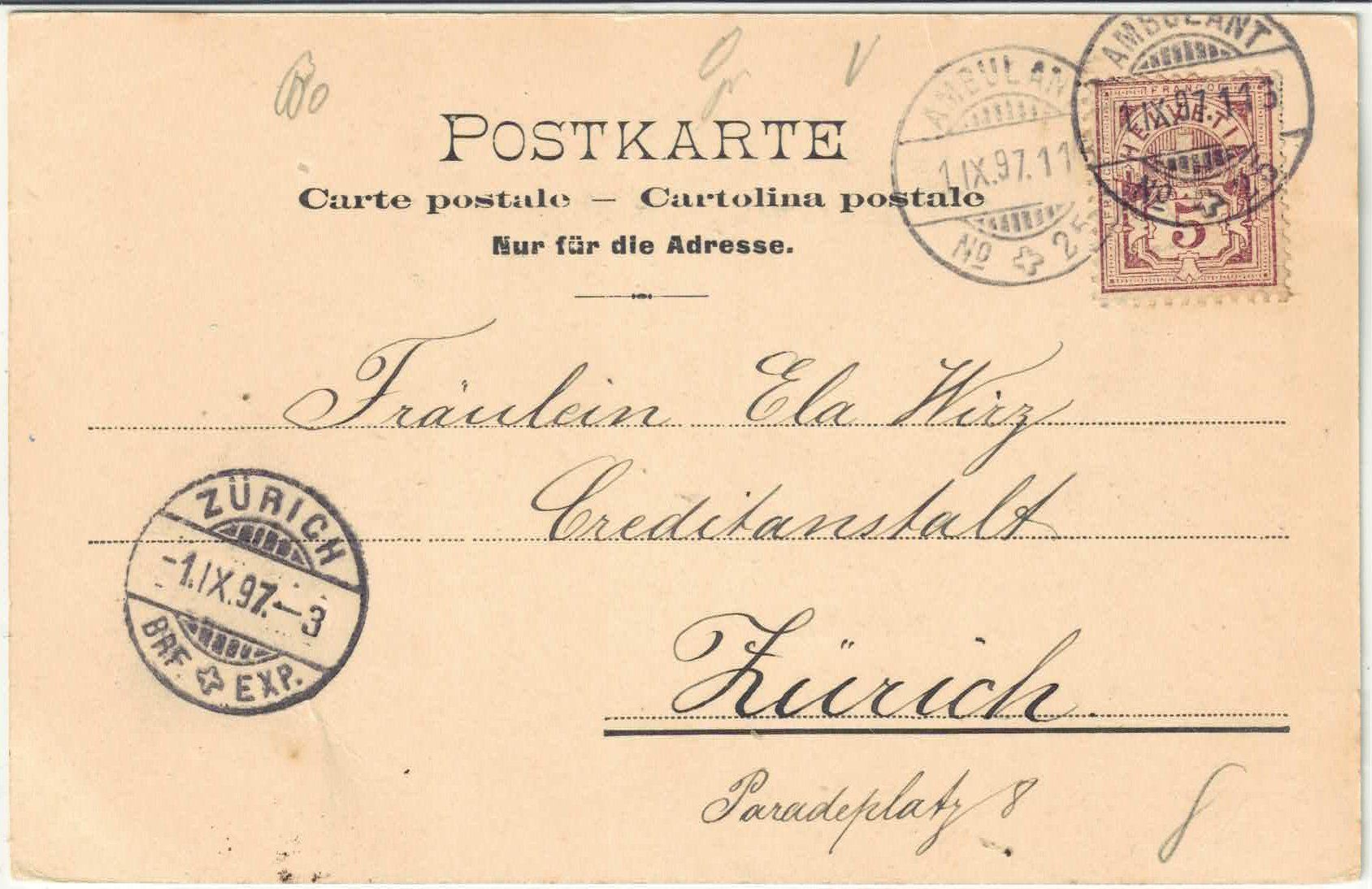 Cartoline postali: Gruss aus St. Gallen - Marktplatz 1897 – Usato da Ettingen venduto da Kartenplanet 1
