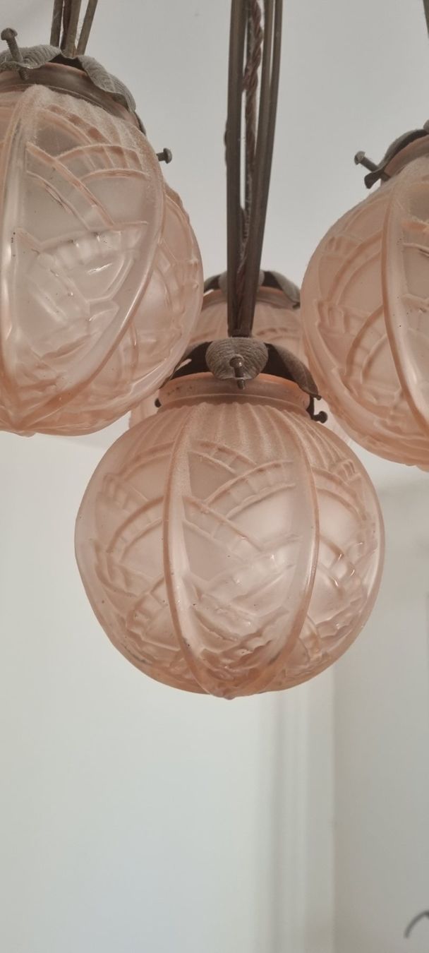 Lampadari & plafoniere: Art Deco Hängelampe mit Glaskugel, 4-flammig – Usato da Basel venduto da Jcva 6