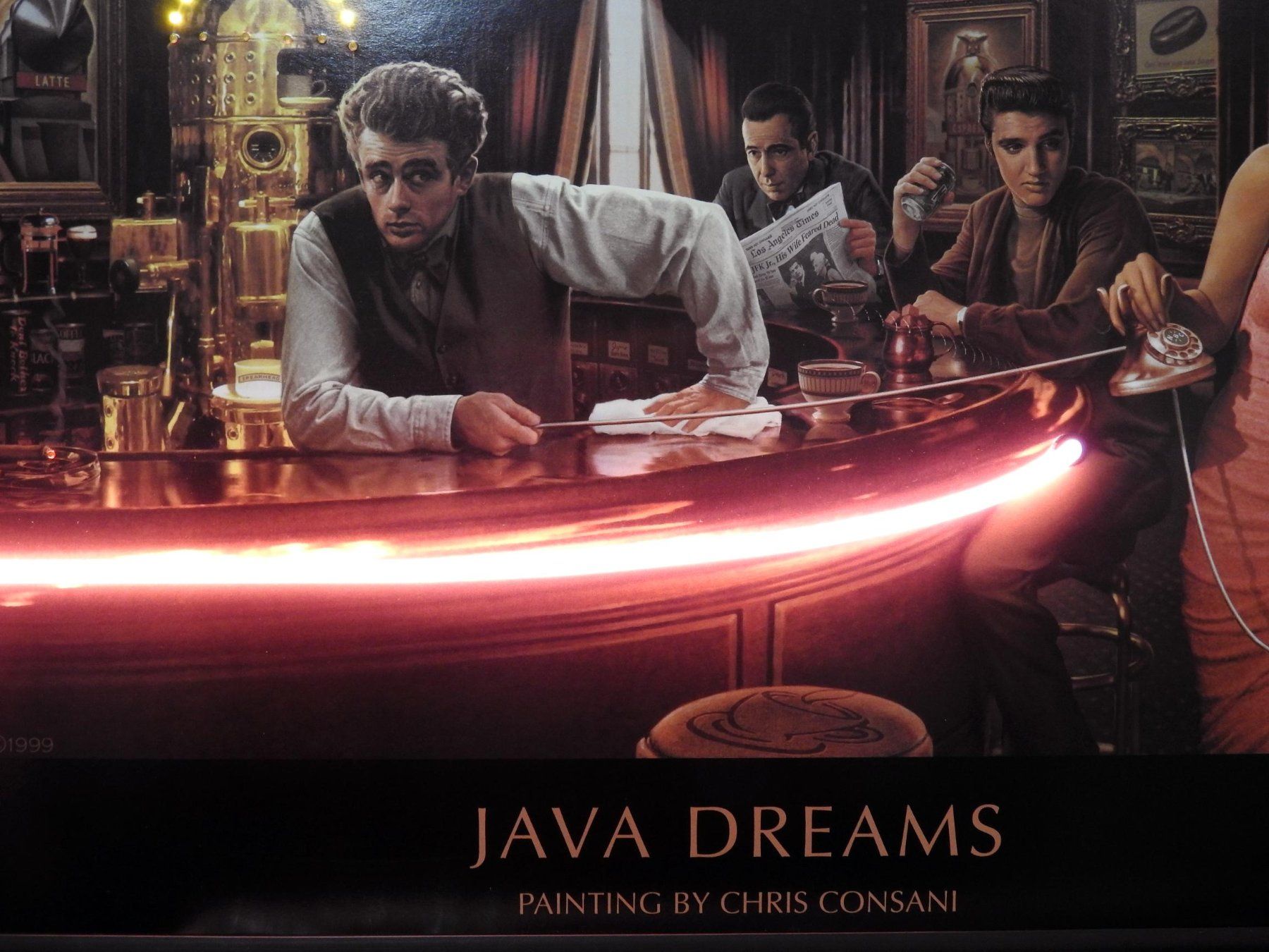Poster & Bilder: Neon Leuchtbild Java Dreams - Elvis, Marilyn, Dean, Bogart – Gebraucht aus Zürich von  3