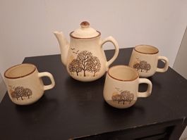 Kaffeeservice vintage "Herbst-Wald" vierteilig