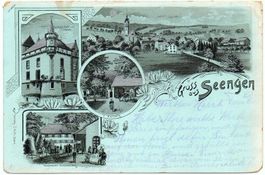 4-Bild-Glitzer-LITHO Gruss aus SEENGEN Brestenberg