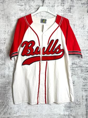VINTAGE 90s KAROSS CHICAGO BULLS NBA BASEBALL JERSEY SZ: M