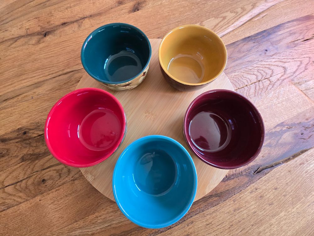 Mea Living 7 Keramik-Väschen Auf Tablett - Bunte Mini-Vasen Für Blumen