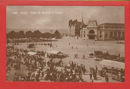 Vevey  Marktplatz und Casino  -  alte Ansichtskarte 1924