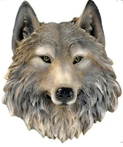 Statuette: Wolf Kopf 3D (20.5x17.5 cm) – Nuovo e nell'imballaggio originale da Langenbruck venduto da Gumsi
