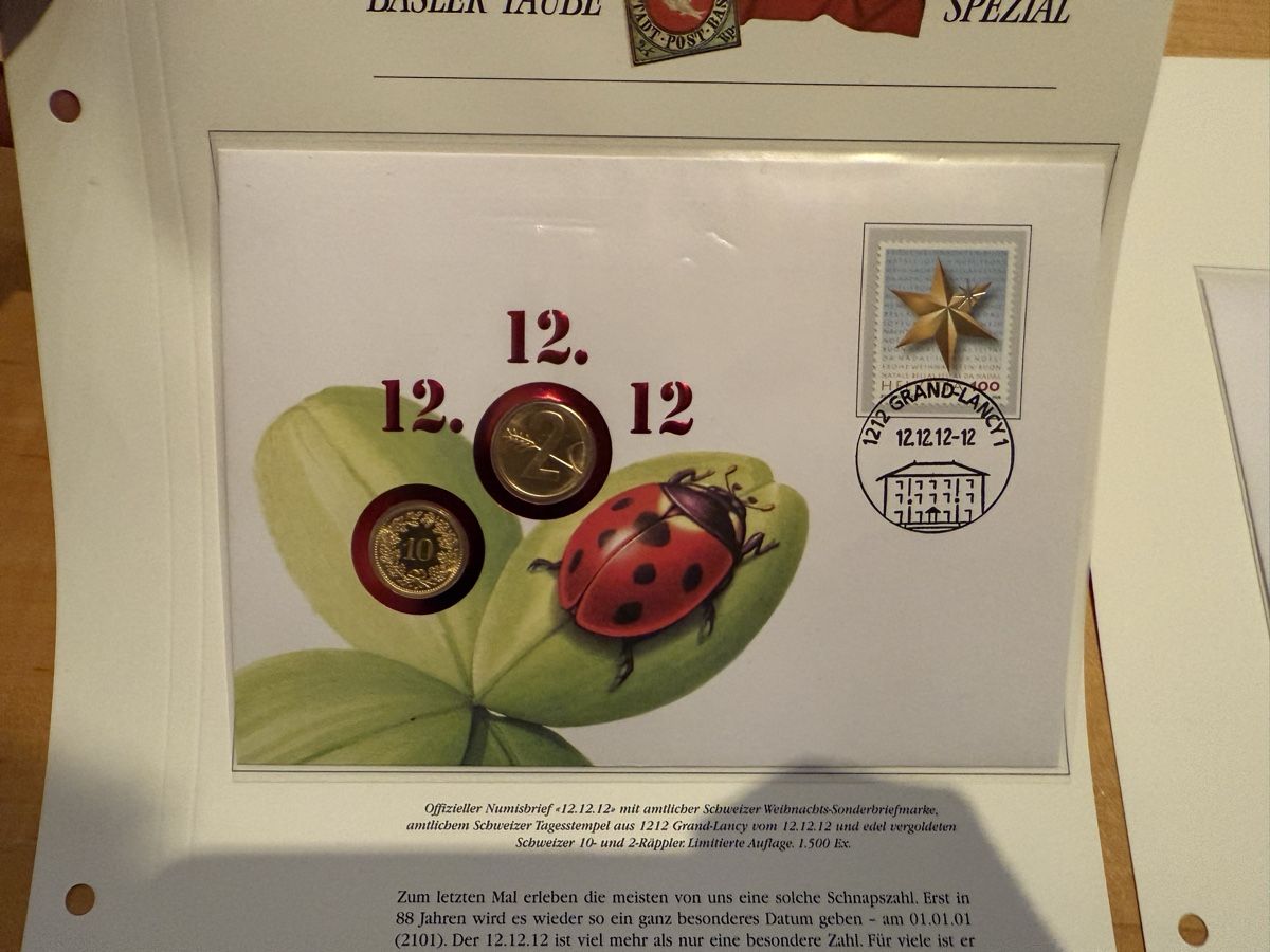 Alle Münzen: Schweizer Sonderbriefmarke & Münzen - 20.12.2012 Numisbriefe – Neu und originalverpackt aus Affoltern am Albis von jonas1009 1