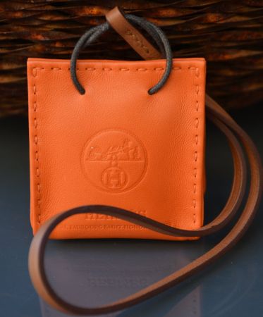 Hermès Sac Orange Leather Bag Charm