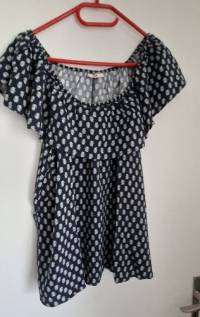 Damen Bluse  dunkelblau Tupfen guter Zustand