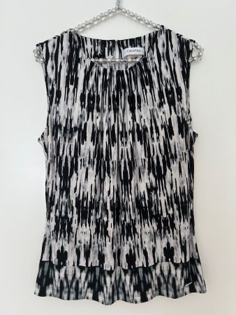 Calvin Klein Bluse, Gr.M, Schwarz/Weiss