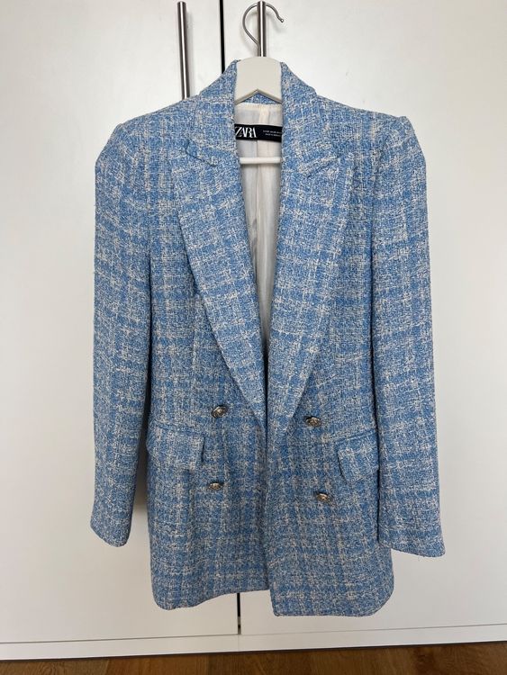 Women Elegant Tweed Blazer Coat French Style Long Sleeev Gold Line Suit Jacket Ladies Temaperament Double Breasted Outwear